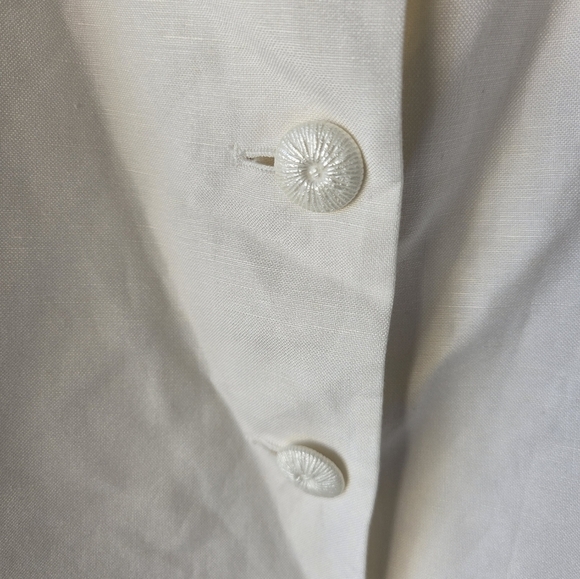 $240 Nipon Boutique Linen Blend Blazer Jacket Women 6 Lace Flare Sleeve Eyelet - Picture 7 of 14